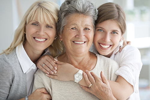 three women at nursing home
